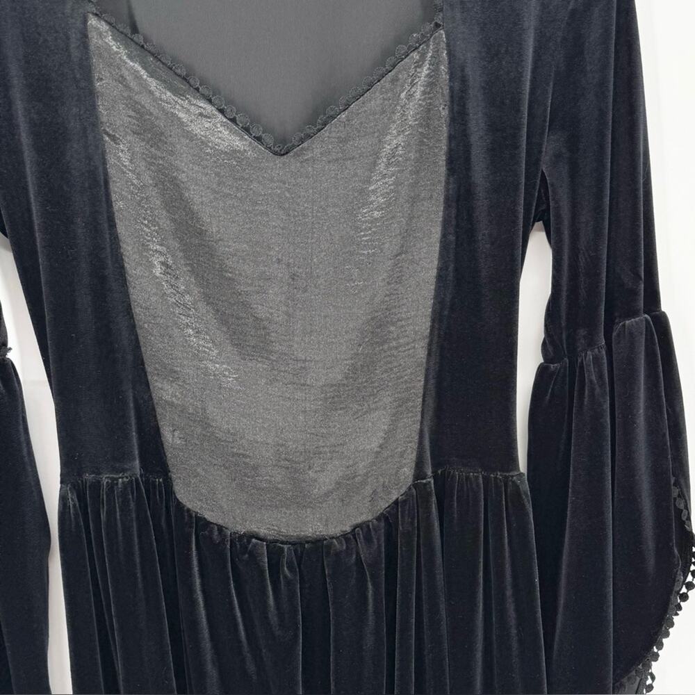 Jawbreaker Where Are My Runes Velvet Bell Sleeve Corset Back Dress Black Size L - Picture 8 of 16